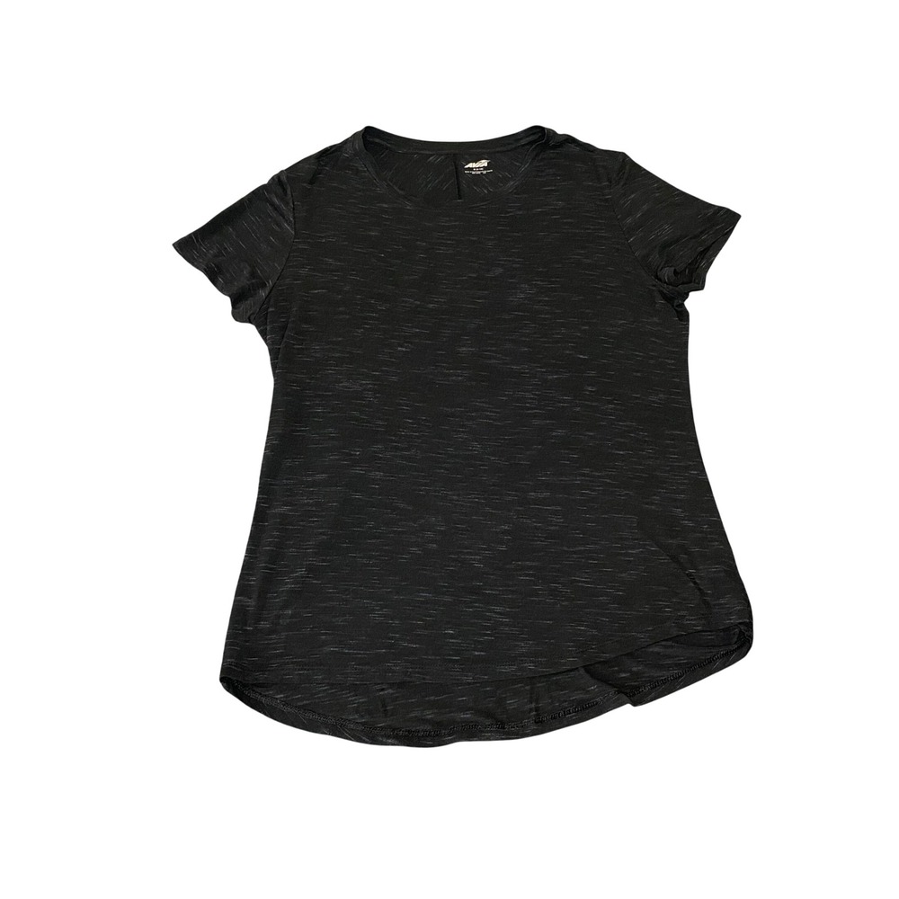 Avia Womens Black Space Dye Short Sleeve Activewear Tee Shirt Size M 8-10